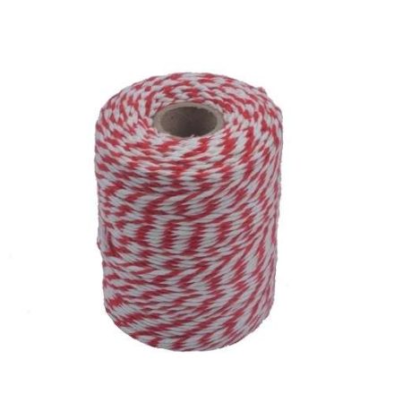White-red cotton cord for handicrafts 2 mm 135 m 250 g