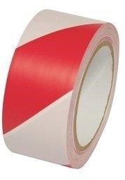 Self-adhesive warning tape PCV white-red 100mm x 45m
