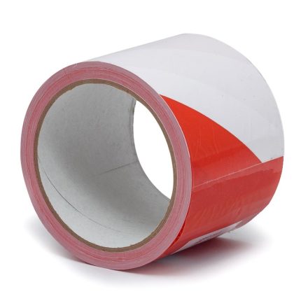 Warning tape debarking white-red 75 mm x 100 m without glue