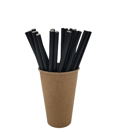 Paper straws, biodegradable black 8x210 mm for beverages 250 pc