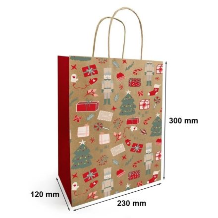 Christmas paper bag for gifts 230x120x300mm NOELLA NATURAL