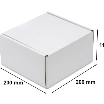 White cardboard cut-off box 200x200x110 mm F427