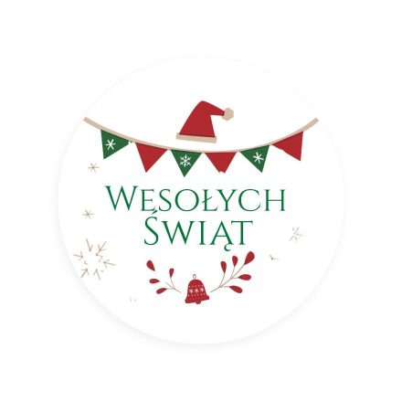 Round Christmas White Stickers 40 mm Merry Christmas garland. 200pc
