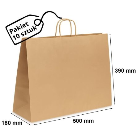Large presentation paper bag brown 500x180x390 mm, 10 pcs