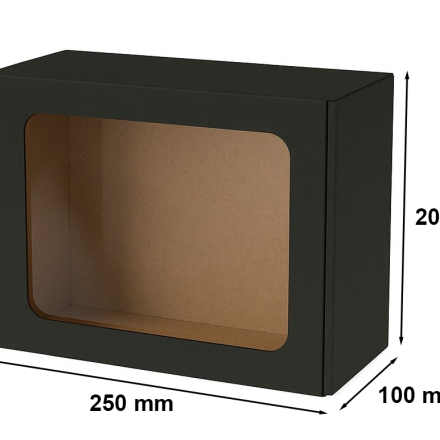 Decorative carton EKO black with window 250x200x100 mm