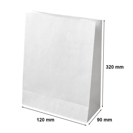 White paper bag with block bottom 120x90x320 mm