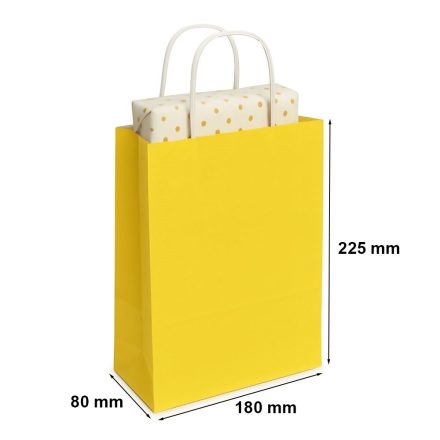 A gift paper bag 180x80x225 mm yellow with twisting handle