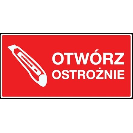 Self-adhesive warning labels Open carefully 100x50mm 100pc