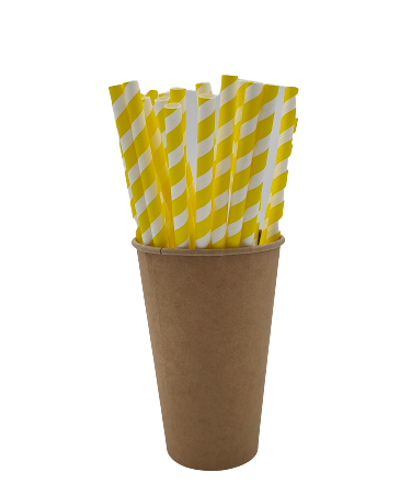 Paper straws green yellow stripes 8x210 mm 250 drinking pcs