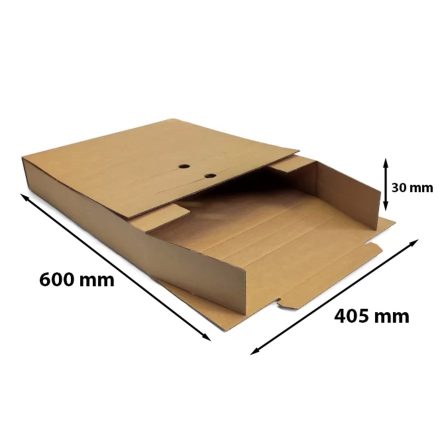 Cardboard fashion file large for brown documents 600x405x30/30 mm