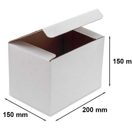 White cardboard cut-off box 200x150x150 mm FEFCO 215